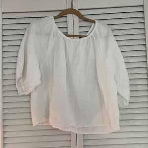 Dylan Clothing Puff Sleeve Crinkle White Blouse Taylor Cotton Gauze Small